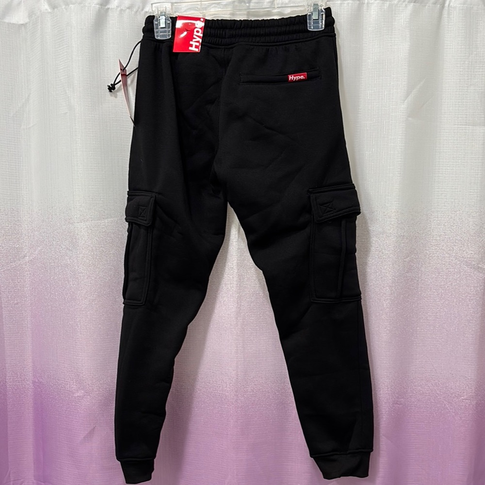 Hype Black Relaxed Fit Cargo Sweatpants - Size Medium - Picture 6 of 12